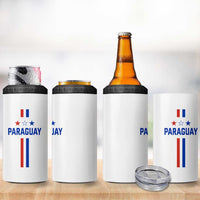 Paraguay Flag Soccer Jersey Style Graphic 4 in 1 Can Cooler Tumbler Patriotic Paraguaya Pride Football Fans Sports Spirit