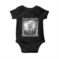 Heated Chivalry Kissing Knights Baby Onesie Romantic Funny Medieval Woodcut Fantasy Folklore Graphic