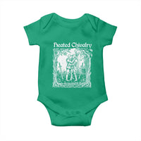 Heated Chivalry Kissing Knights Baby Onesie Romantic Funny Medieval Woodcut Fantasy Folklore Graphic