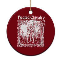 Heated Chivalry Kissing Knights Ceramic Ornament Romantic Funny Medieval Woodcut Fantasy Folklore Graphic