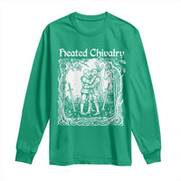 Heated Chivalry Kissing Knights Long Sleeve Shirt Romantic Funny Medieval Woodcut Fantasy Folklore Graphic