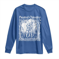 Heated Chivalry Kissing Knights Long Sleeve Shirt Romantic Funny Medieval Woodcut Fantasy Folklore Graphic
