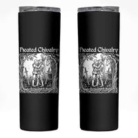 Heated Chivalry Kissing Knights Skinny Tumbler Romantic Funny Medieval Woodcut Fantasy Folklore Graphic