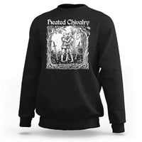 Heated Chivalry Kissing Knights Sweatshirt Romantic Funny Medieval Woodcut Fantasy Folklore Graphic