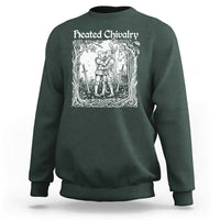Heated Chivalry Kissing Knights Sweatshirt Romantic Funny Medieval Woodcut Fantasy Folklore Graphic
