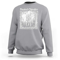 Heated Chivalry Kissing Knights Sweatshirt Romantic Funny Medieval Woodcut Fantasy Folklore Graphic