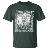 Heated Chivalry Kissing Knights T Shirt Romantic Funny Medieval Woodcut Fantasy Folklore Graphic
