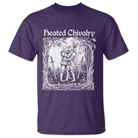 Heated Chivalry Kissing Knights T Shirt Romantic Funny Medieval Woodcut Fantasy Folklore Graphic