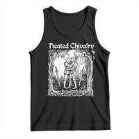 Heated Chivalry Kissing Knights Tank Top Romantic Funny Medieval Woodcut Fantasy Folklore Graphic
