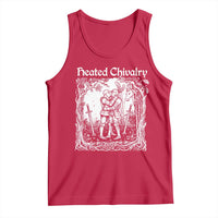 Heated Chivalry Kissing Knights Tank Top Romantic Funny Medieval Woodcut Fantasy Folklore Graphic
