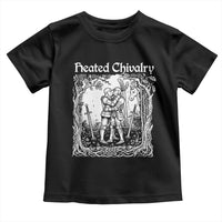 Heated Chivalry Kissing Knights Toddler T Shirt Romantic Funny Medieval Woodcut Fantasy Folklore Graphic