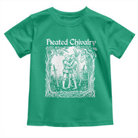 Heated Chivalry Kissing Knights Toddler T Shirt Romantic Funny Medieval Woodcut Fantasy Folklore Graphic
