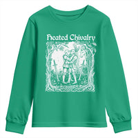 Heated Chivalry Kissing Knights Youth Sweatshirt Romantic Funny Medieval Woodcut Fantasy Folklore Graphic
