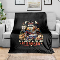 Too Old To Care Club Funny Retired Woman Beach Vacation Throw Blanket My Give A Damn Is Broken IDGAF Chill Mode