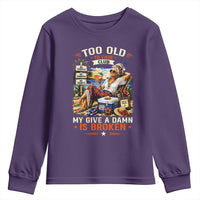 Too Old To Care Club Funny Retired Woman Beach Vacation Youth Sweatshirt My Give A Damn Is Broken IDGAF Chill Mode