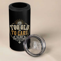 Vintage Too Old To Care Club Retro Nautical Graphic 4 in 1 Can Cooler Tumbler Anchor Palm Tree Funny Retirement Gag Gift