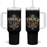 Vintage Too Old To Care Club Retro Nautical Graphic Tumbler With Handle Anchor Palm Tree Funny Retirement Gag Gift
