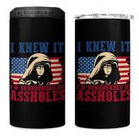 Funny I Knew It Im Surrounded by Axxholes Sci-fi Meme 4 in 1 Can Cooler Tumbler Patriotic Space Parody USA Flag Sarcastic 1980s Movie Quote