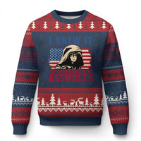 Funny I Knew It Im Surrounded by Axxholes Sci-fi Meme Ugly Christmas Sweater Patriotic Space Parody USA Flag Sarcastic 1980s Movie Quote