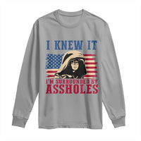 Funny I Knew It Im Surrounded by Axxholes Sci-fi Meme Long Sleeve Shirt Patriotic Space Parody USA Flag Sarcastic 1980s Movie Quote