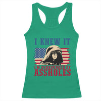 Funny I Knew It Im Surrounded by Axxholes Sci-fi Meme Racerback Tank Top Patriotic Space Parody USA Flag Sarcastic 1980s Movie Quote