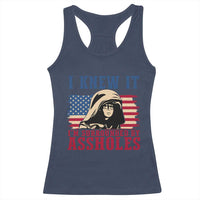 Funny I Knew It Im Surrounded by Axxholes Sci-fi Meme Racerback Tank Top Patriotic Space Parody USA Flag Sarcastic 1980s Movie Quote