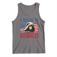 Funny I Knew It Im Surrounded by Axxholes Sci-fi Meme Tank Top Patriotic Space Parody USA Flag Sarcastic 1980s Movie Quote