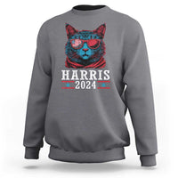 Harris 2024 Sweatshirt Childless Cat Lady For President American Flag - Wonder Print Shop