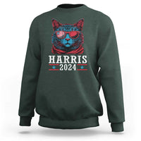Harris 2024 Sweatshirt Childless Cat Lady For President American Flag - Wonder Print Shop