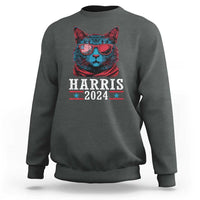 Harris 2024 Sweatshirt Childless Cat Lady For President American Flag - Wonder Print Shop