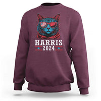 Harris 2024 Sweatshirt Childless Cat Lady For President American Flag - Wonder Print Shop