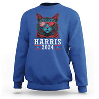 Harris 2024 Sweatshirt Childless Cat Lady For President American Flag - Wonder Print Shop