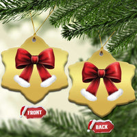 Red Coquette Bow Santa Retro Xmas Vibe Christmas Ornament - Wonder Print Shop