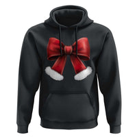 Red Coquette Bow Santa Retro Christmas Vibe Hoodie