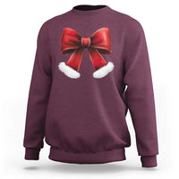 Red Coquette Bow Santa Retro Christmas Vibe Sweatshirt - Wonder Print Shop