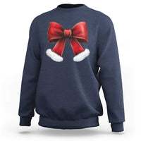 Red Coquette Bow Santa Retro Christmas Vibe Sweatshirt - Wonder Print Shop