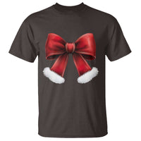 Red Coquette Bow Santa Retro Christmas Vibe T Shirt - Wonder Print Shop