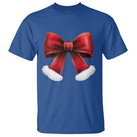 Red Coquette Bow Santa Retro Christmas Vibe T Shirt - Wonder Print Shop