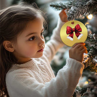 Red Coquette Bow Santa Xmas Vibe Christmas Ornament - Wonder Print Shop