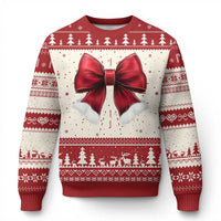 Red Coquette Bow Santa Xmas Vibe Ugly Christmas Sweater - Wonder Print Shop