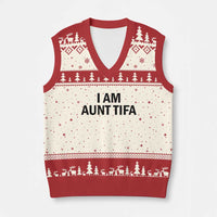 Funny I Am Aunt Tifa V-Neck Knit Sweater Vest Sarcastic Political Satire Minimalist - Wonder Print Shop