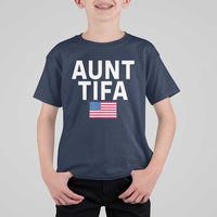 Aunt Tifa T Shirt For Kid Funny Political Sarcasm Patriotic American Flag - Wonder Print Shop