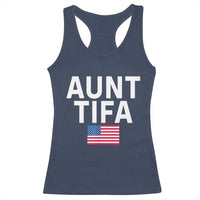 Aunt Tifa Racerback Tank Top Funny Political Sarcasm Patriotic American Flag - Wonder Print Shop