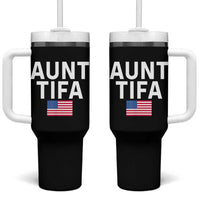 Aunt Tifa Tumbler With Handle Funny Political Sarcasm Patriotic American Flag - Wonder Print Shop