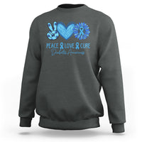 Peace Love Cure Blue Ribbon Sunflower Diabetes Awareness Sweatshirt - Wonder Print Shop