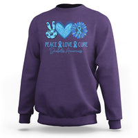 Peace Love Cure Blue Ribbon Sunflower Diabetes Awareness Sweatshirt - Wonder Print Shop