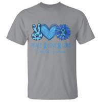 Peace Love Cure Blue Ribbon Sunflower Diabetes Awareness T Shirt - Wonder Print Shop