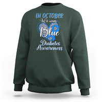 In October We Wear Blue Ribbon Heart Diabetes Awareness Sweatshirt - Wonder Print Shop