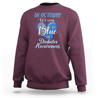 In October We Wear Blue Ribbon Heart Diabetes Awareness Sweatshirt - Wonder Print Shop