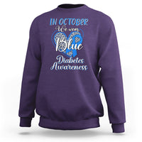 In October We Wear Blue Ribbon Heart Diabetes Awareness Sweatshirt - Wonder Print Shop